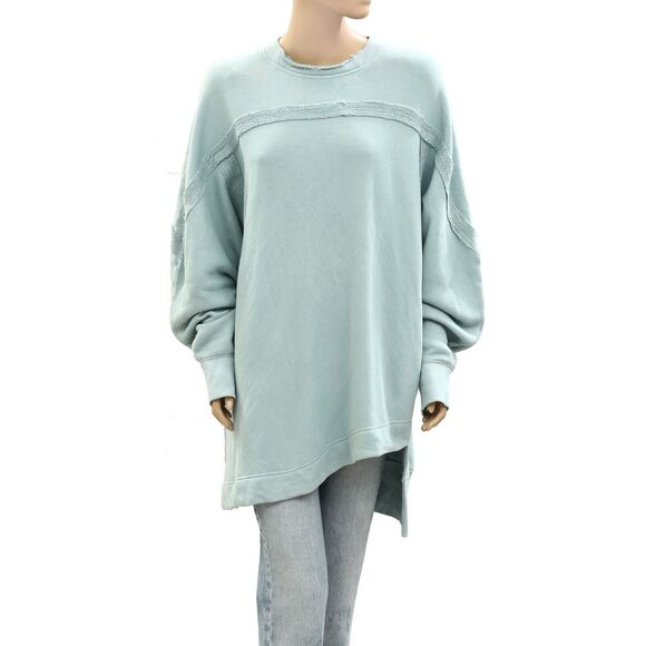 Free People Taylor Sweatshirt Tunic Top Oversized Solid Slouchy Cotton XS 275950 - Picture 1 of 4